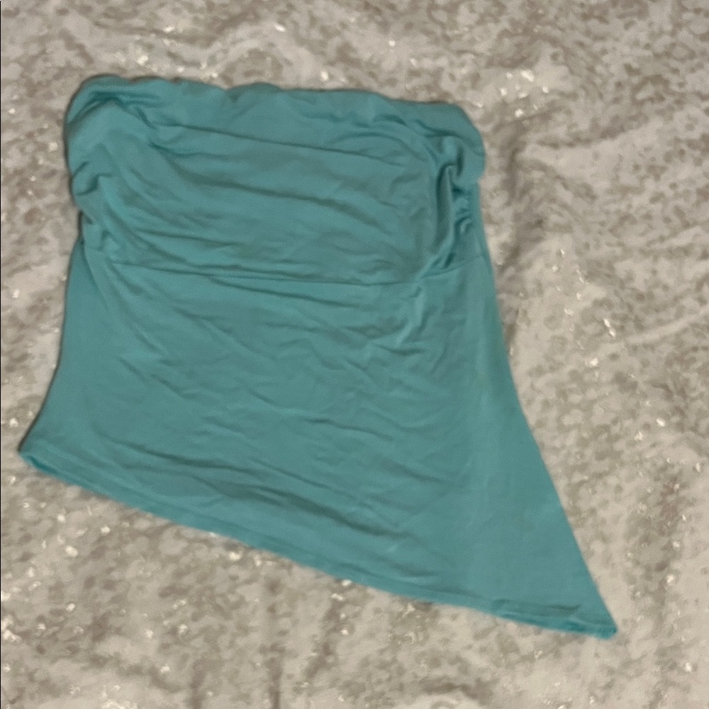 See You Monday Teal Asymmetrical Tube Top